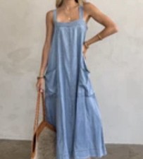 Maxi Denim Dress with pockets Size Medium