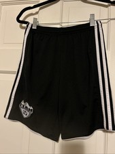 Adidas Shorts Youth Large Black White Stripes Climacool Elastic Waist Soccer