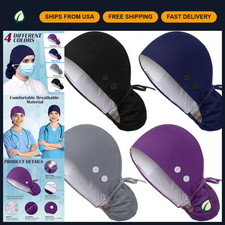 Satin Lined Adjustable Scrub Caps with Buttons  Sweatband - Surgical Hats for W