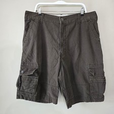 Levis Mens Brown Cotton Canvas Cargo Shorts Relaxed Fit Multi Pocket Size 40