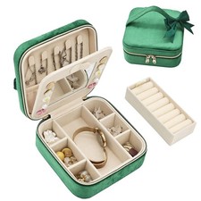 Travel Jewelry Case, Small Jewelry Box With Mirror, Velvet Travel Jewelry Org...