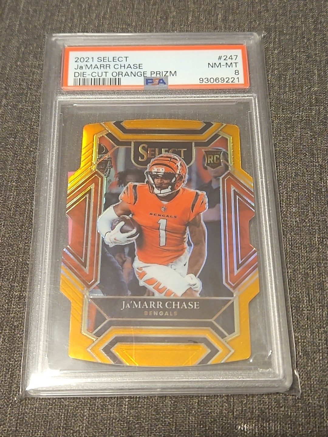 2021 Panini Select -Club Level Ja'Marr Chase #247 Orange Prizm Die-Cut /249 (RC)