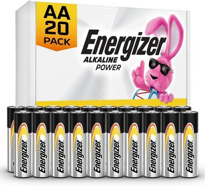 20 Count Energizer Alkaline Power AA Batteries , Double A Long-Lasting Alkaline