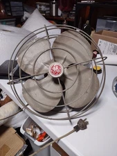 Vintage Gray GE Oscillating Metal Fan 4 Blade Electric 12" Works
