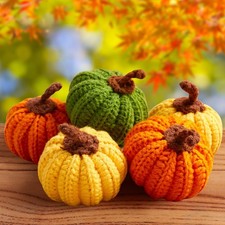 DUQGUHO Pumpkin Decor Crochet Small Decorative Orange Yellow and Green