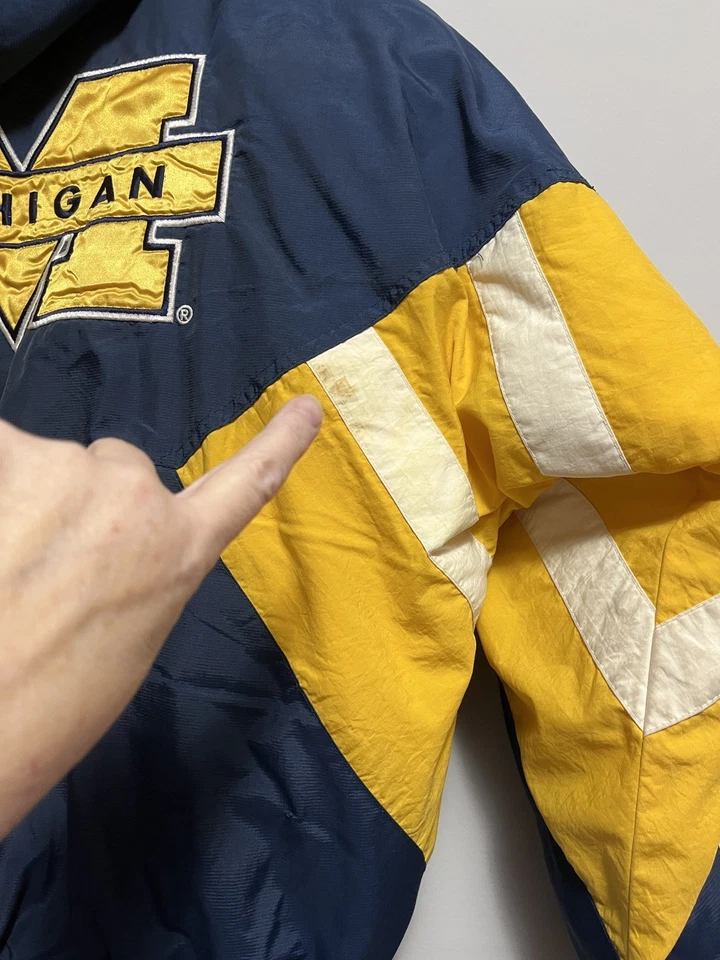 De Colección Años 90 Starter "Michigan" Pullover 1/4 Cremallera Chaqueta con Capucha Grande  Foto 3 de 4