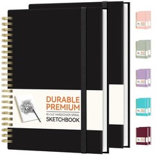 2 Pack Blank Spiral Notebook, 8x 5.6Hardcover Sketch Book, 100GSM Thick Paper...
