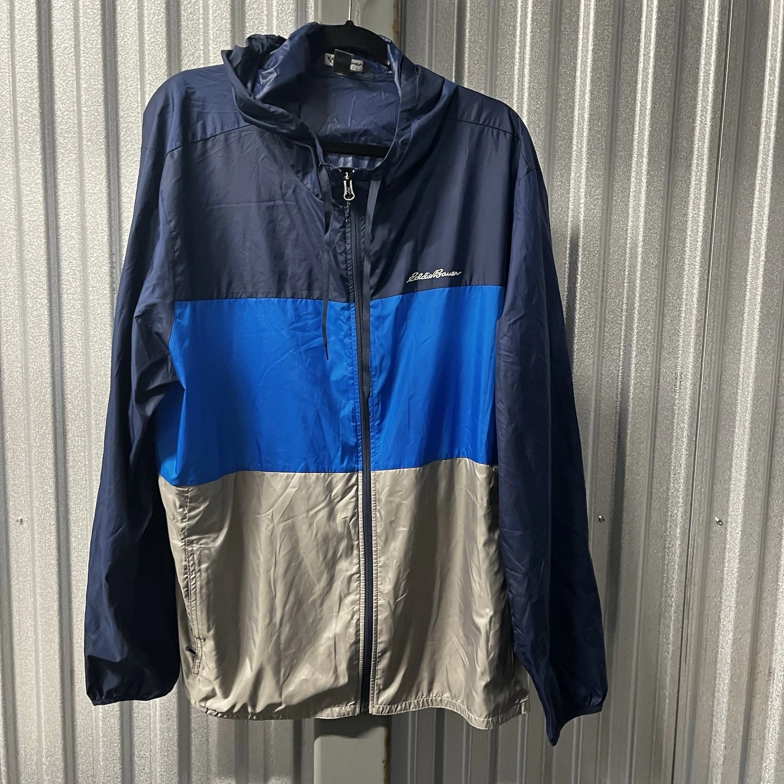 Eddie Bauer Men's 2XL Colorblock Full Zip Windbreaker Jacket Multicolor