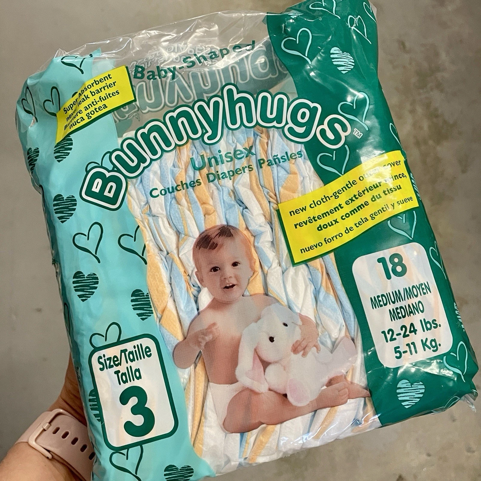 Case of 144 Size 3 Bunny Hugs Unisex Baby Diapers 12-24 Lbs.