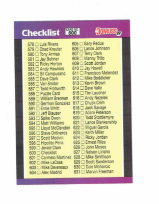 1989 Donruss Checklist #600 #Baseball Card | eBay