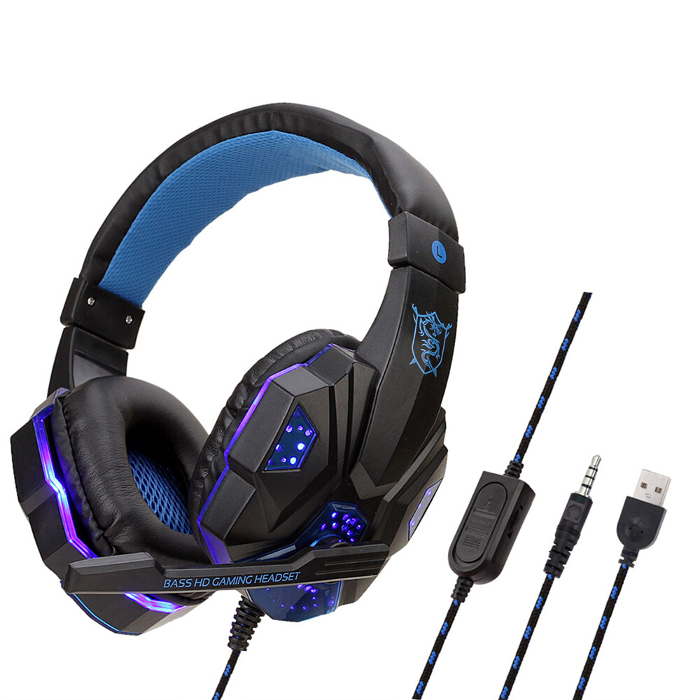 Gaming Headset Mic LED Headphones Stereo Bass Surround For PC Xbox One PS4 3.5mm-image