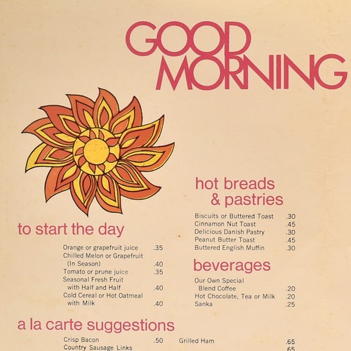 Vintage 1972 Hot Shoppers Restaurant Paper Placemat Menu eBay