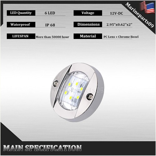 12V Round 3" White 6-LED Deck Courtesy Light Marine Boat Stern Transom Lights - Picture 9 of 18