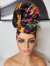Black and Pink Headwrap;African Headwrap; African Clothing; African Fabric