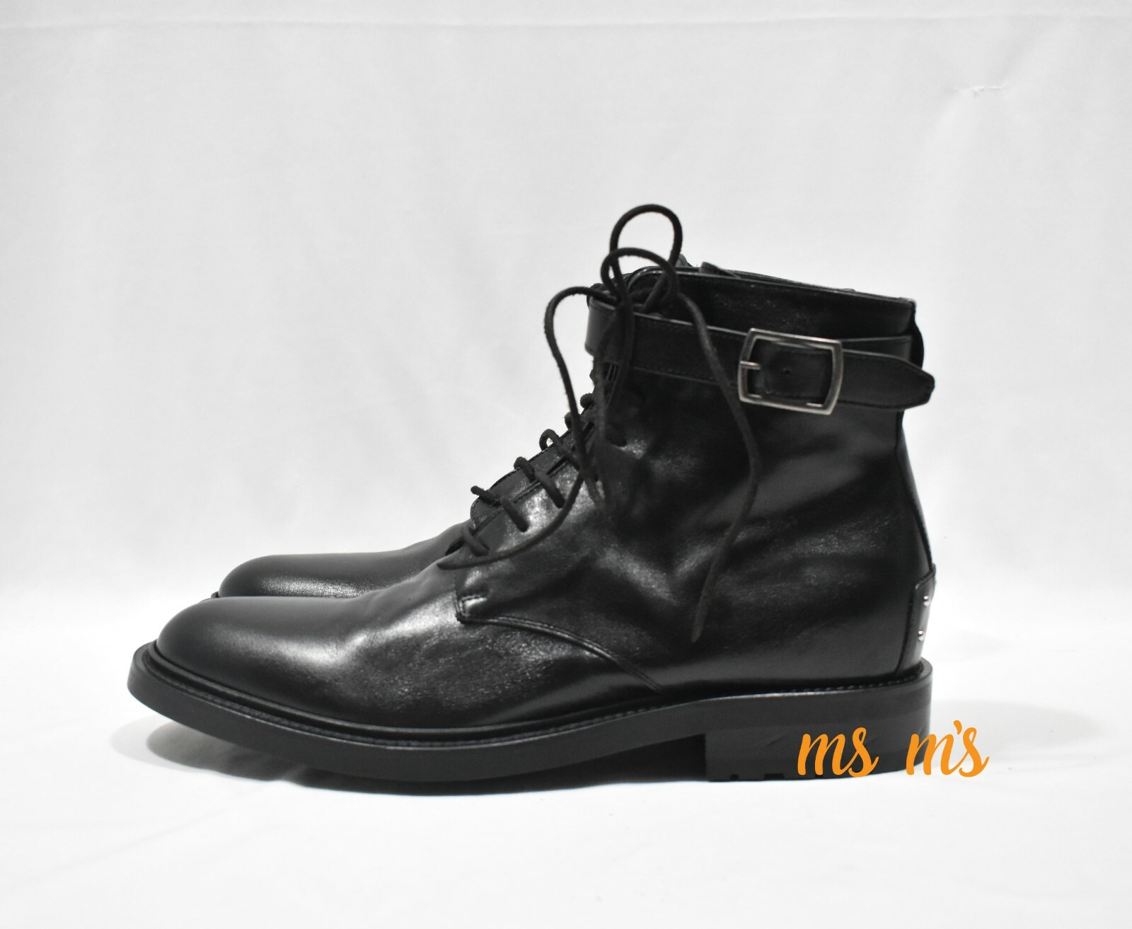 Nuovi con scatola Saint Laurent YSL Black Army Moto borchie fibbia in pizzo pelle EU45 US12