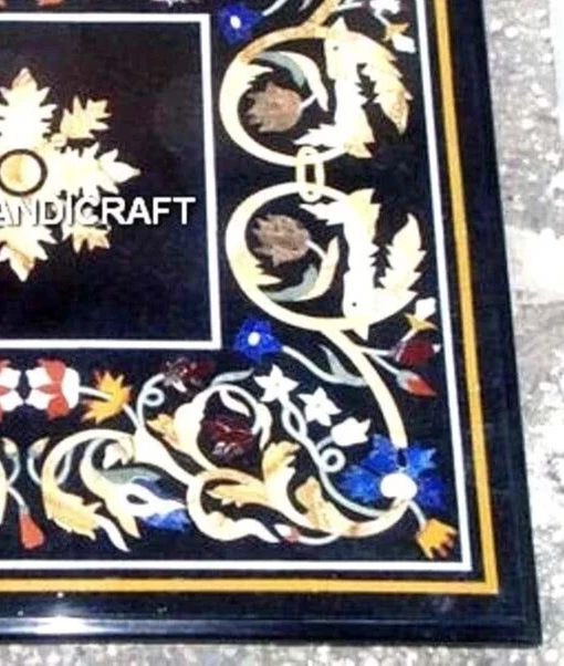 18" Console Table Marble Traditional Marquetry Inlay Square Beautiful Real Art - Image 4 of 4