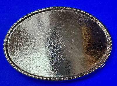 4'' Wide Western Silver Tone Blank Oval Belt Buckle - Craft Project Or To Wear!