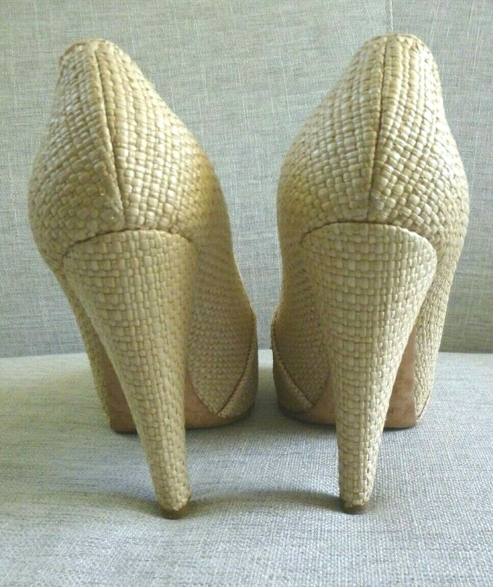 Yves Saint Laurent décolleté con fiocco in rafia crema taglia 39 1 2 (US 10)