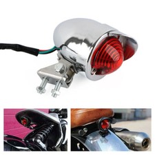 Motorrad Heck Rücklicht Bremslicht Universal Chrom Für Bobber Chopper Custom 12V