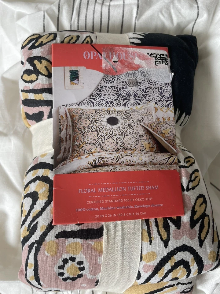 Opalhouse ‎Floral Medallion 2 pc Twin XL Quilt Sham Set Cream NEW - Image 3 of 4