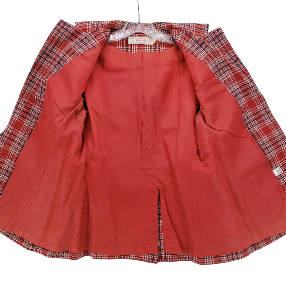 Chaqueta Blazer Vintage Young PENDLETON Roja a Cuadros Talla 11/12 Para Mujer XS/S? - LEER Foto 4 de 4