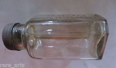 Vintage Monkey brand Black tooth powder Glass Bottle Signed Tin