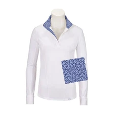 TRJ850D RJ Classics Tori Jr Long Sleeve Show Shirt - White with Blue Horseshoes