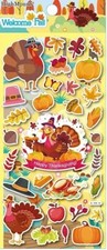 Happy Thanksgiving Fun Puffy Stickers Planner Supply Party Crafts Turkey Leaves