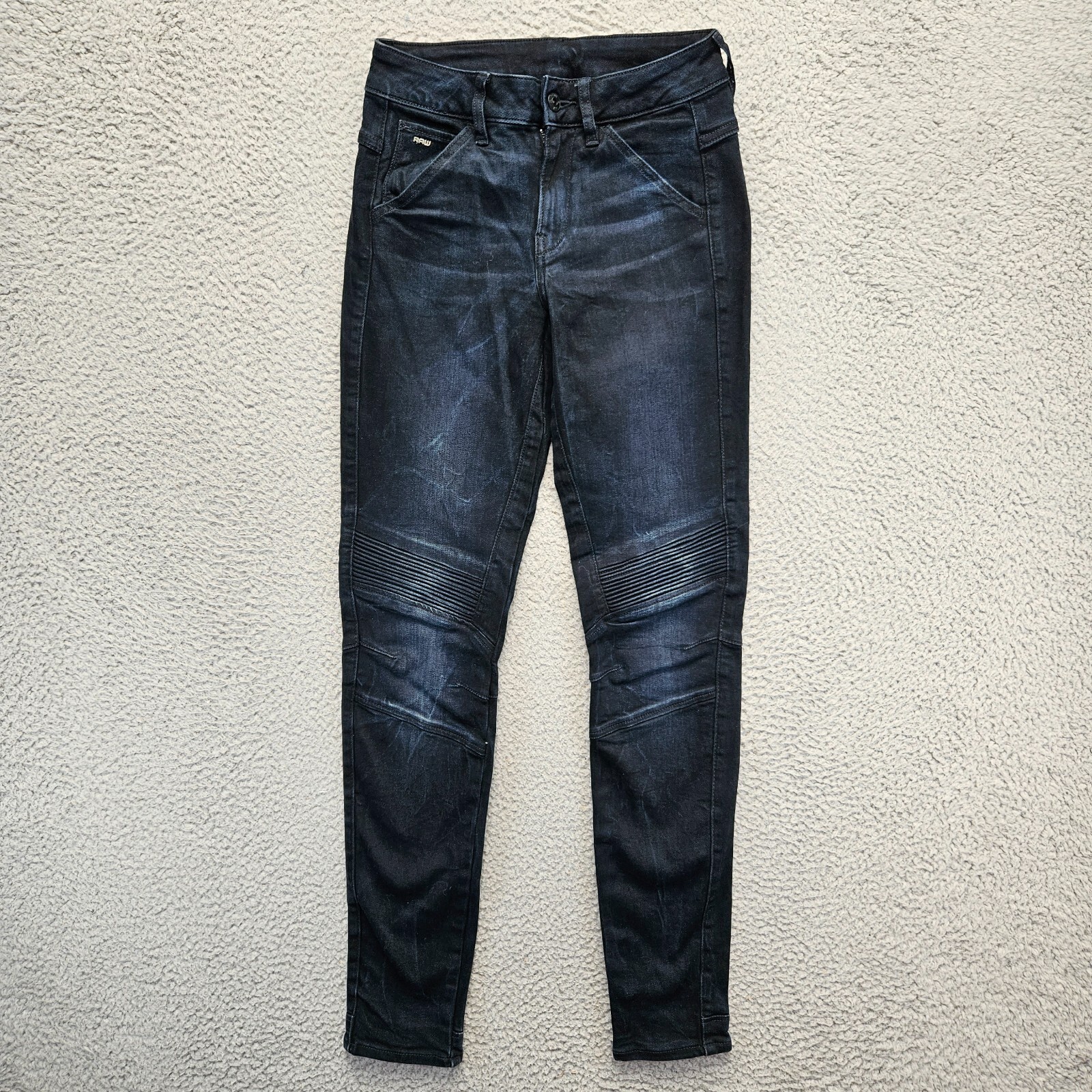 G-Star Raw Jeans Womens 25x32 Black Denim D-Motion Mid Skinny