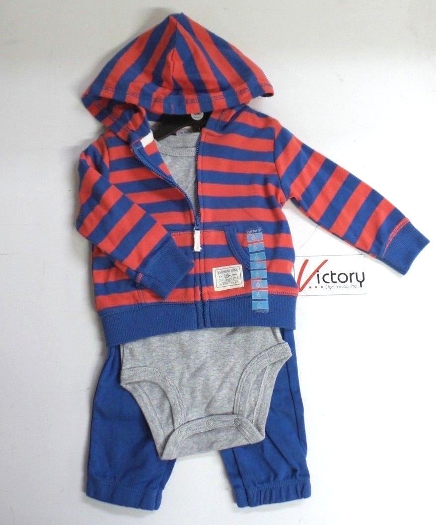 NEW Carter's 6,9,12 & 18 Months Boys' 3 Piece Cardigan Set Blue