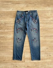 LOVE MOSCHINO Blue Medium Wash Denim Embroidery Detail Cropped Leg Jeans 26