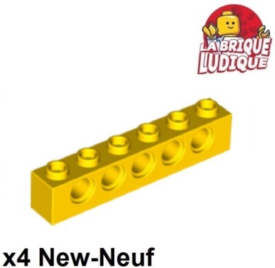 Lego Technic 4x Stein Brick 1x6 Loch 5 Loch gelb/yellow 3894 NEU