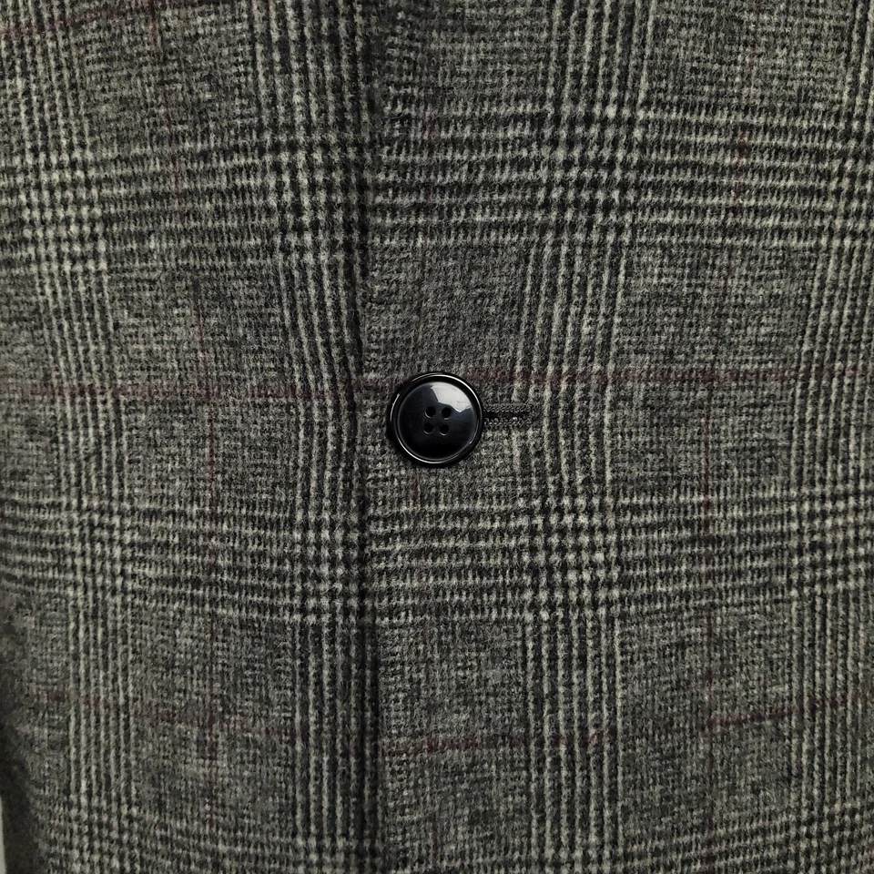 Chaqueta Sean John Para Hombres 40R Gris Glen Cuadros Mezcla de Lana Franela Abrigo Topcoat Foto 3 de 4