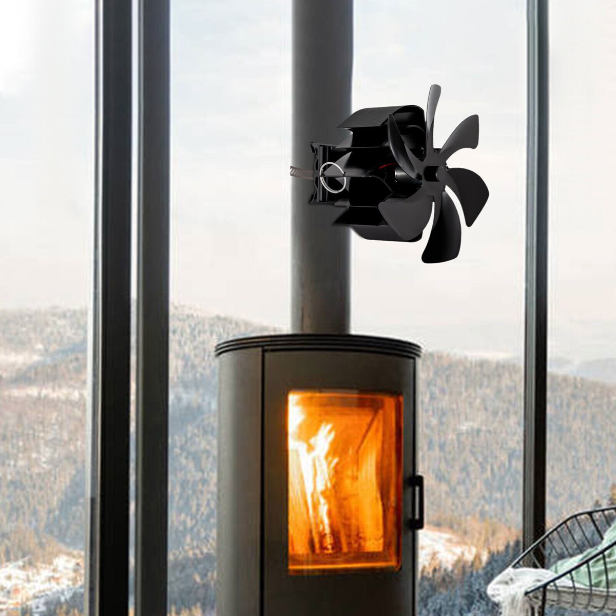 6-Blades Stove Fan Wood Burning Stove Fan Flue Pipe Fireplace Fan Aluminum  Alloy | eBay