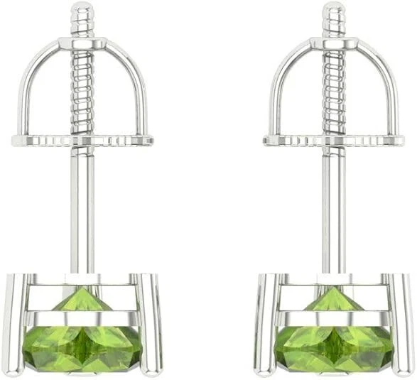 1,00 Ct Peridot Herz Solitär Ohrringe 10k Massiv Weißgold - Bild 4 von 4