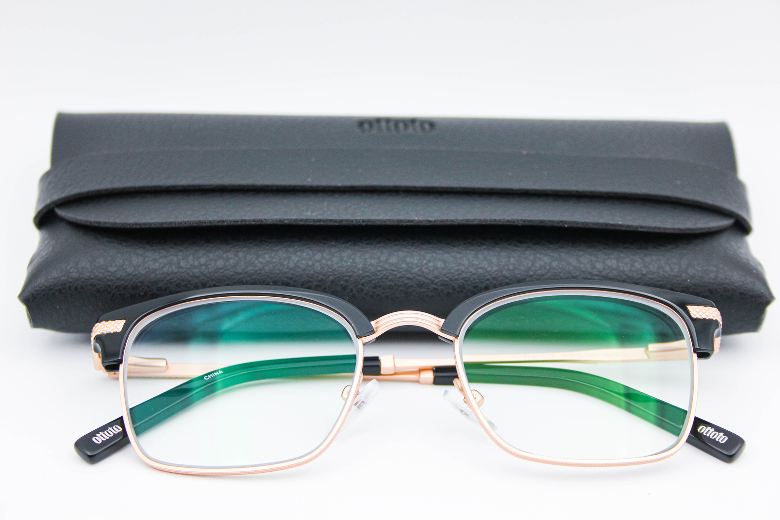 Ottoto Copperfield Black/Gold Browline Eyeglasses Frames 31-M10316 49-19-140