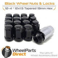 Nuts & Locks Black for Mitsubishi Space Runner [Mk1] 91-97 on Aftermarket Wheels
