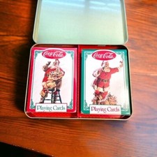 Playing Cards Coca-Cola  Nostalgia Santa Christmas 2 Decks Tin 1996