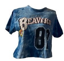 Buc-ees Cropped T-shirt Youth Small 82 Softball Blue Tie Dye Bucee Bucees