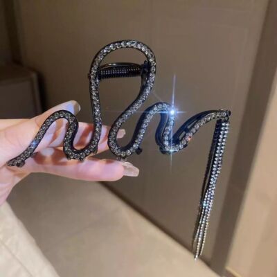 Crystal Hair Clip Rhinestone Large Snake Hair Claw Tassel  display picture 2