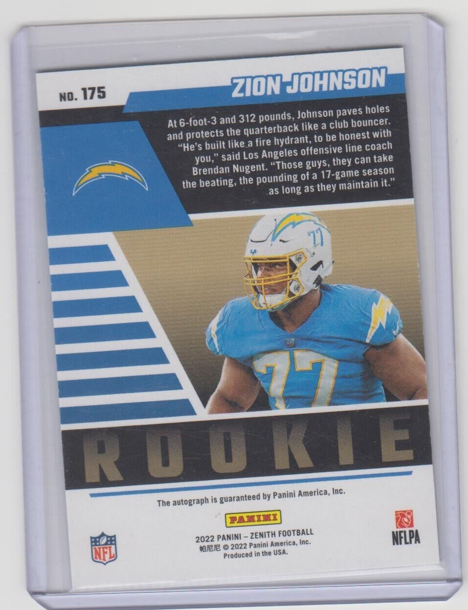 2022 Panini Zenith Zion Johnson Red Zone RC Autograph Chargers | eBay