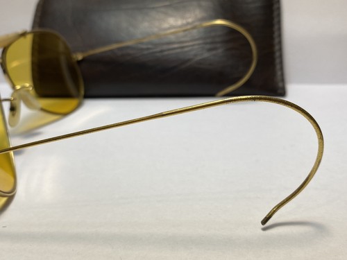 58-14 VINTAGE 60s B&L RAY BAN AMBERMATIC OUTDOORSMAN Aviator Sunglasses Yellow - Picture 8 of 10