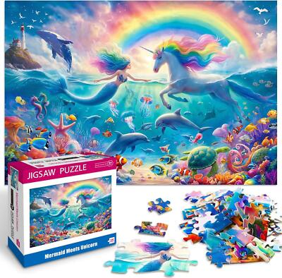 100 Piece Puzzles For Kids Ages 6-8 8-10 Mermaid Unicorn Puzzle For Girls 4-6