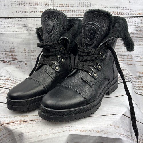 Pajar Alora Bottes Imperméables Cuir Mi-Mollet Lacets Noir Taille 9-9,5US 40EU