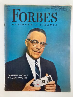 VTG Forbes Magazine April 1 1963 Eastman Kodak's William Vaughn No Label