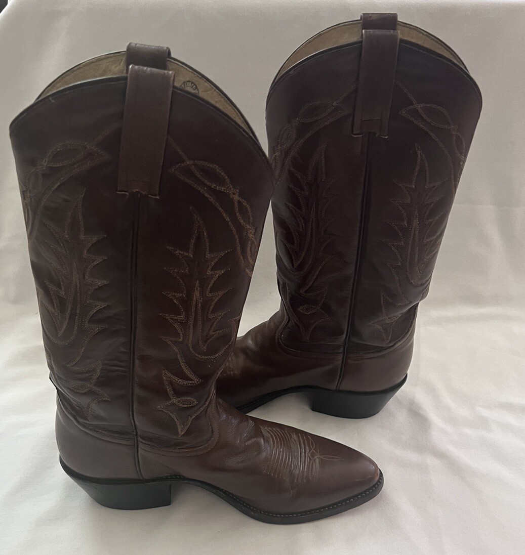Tony Lama Men's Western Cowboy Boots Brown Leather Size 9 D Style