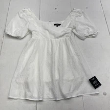 Lulus White Crinkle Puff Sleeve Mini Dress Women’s Size Small New Defects