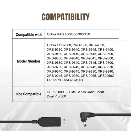 Lenink Power Cord Compatible with Cobra RAD 480I/350/380/450, Replacement Cord - Picture 5 of 12