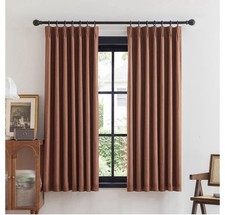 MYSKY HOME Pinch Pleat Blackout Curtains 2 Panels Terracotta Color 40x63L”