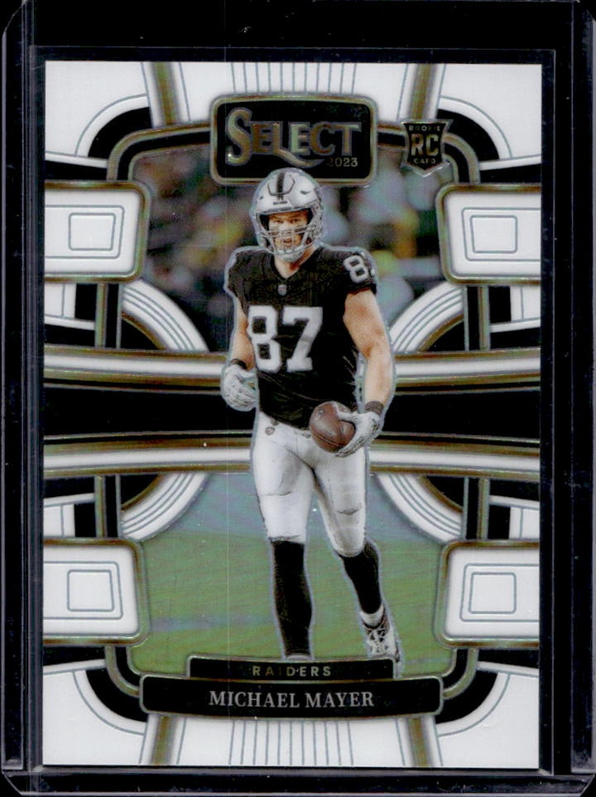 2023 Select Michael Mayer RC White Prizm Rookie Concourse #12/35 Raiders